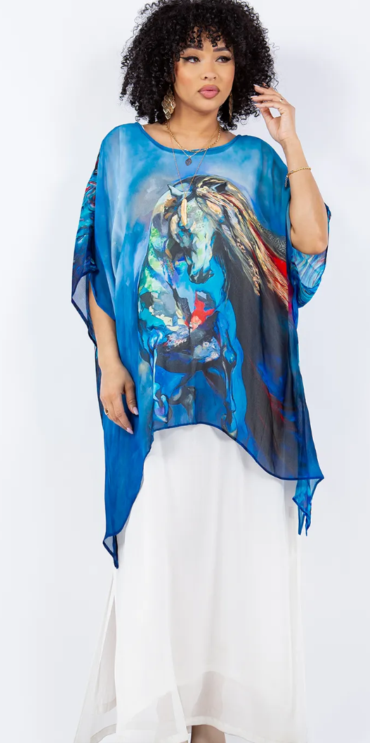 Horse Spirit Maven Oversize Boho Top