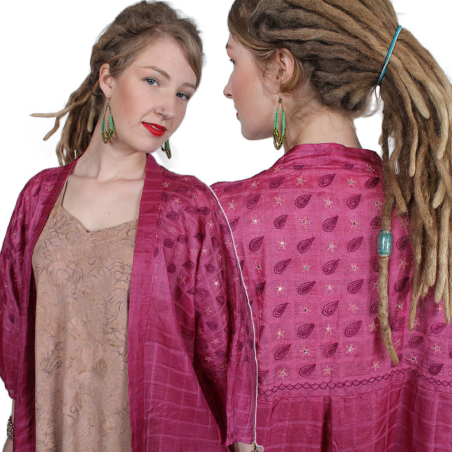Sunheart  Coat Silk Jacket Embroidered Beaded Sml-6x Plus
