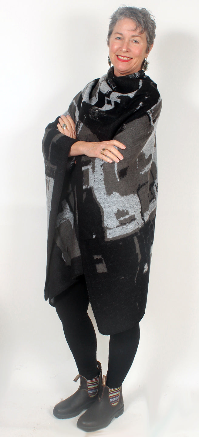 Sunheart Artist Ruana Jacket Reversible Boho Sophisticated Casual Lifestyle