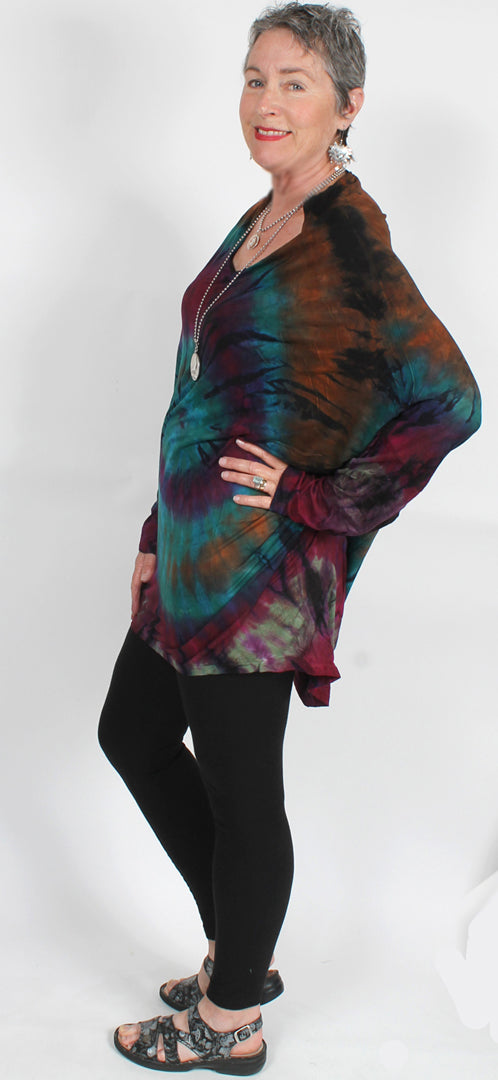 ๐ Batik Stretch Only One Fun Tunic Top CASUAL Boho Resort SML-3X+