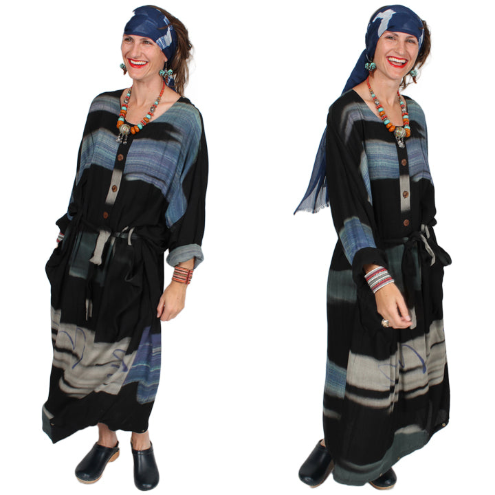 Blue Snap It UP! Dress Boho Hippie Chic  Sml-5x LA Fashion District