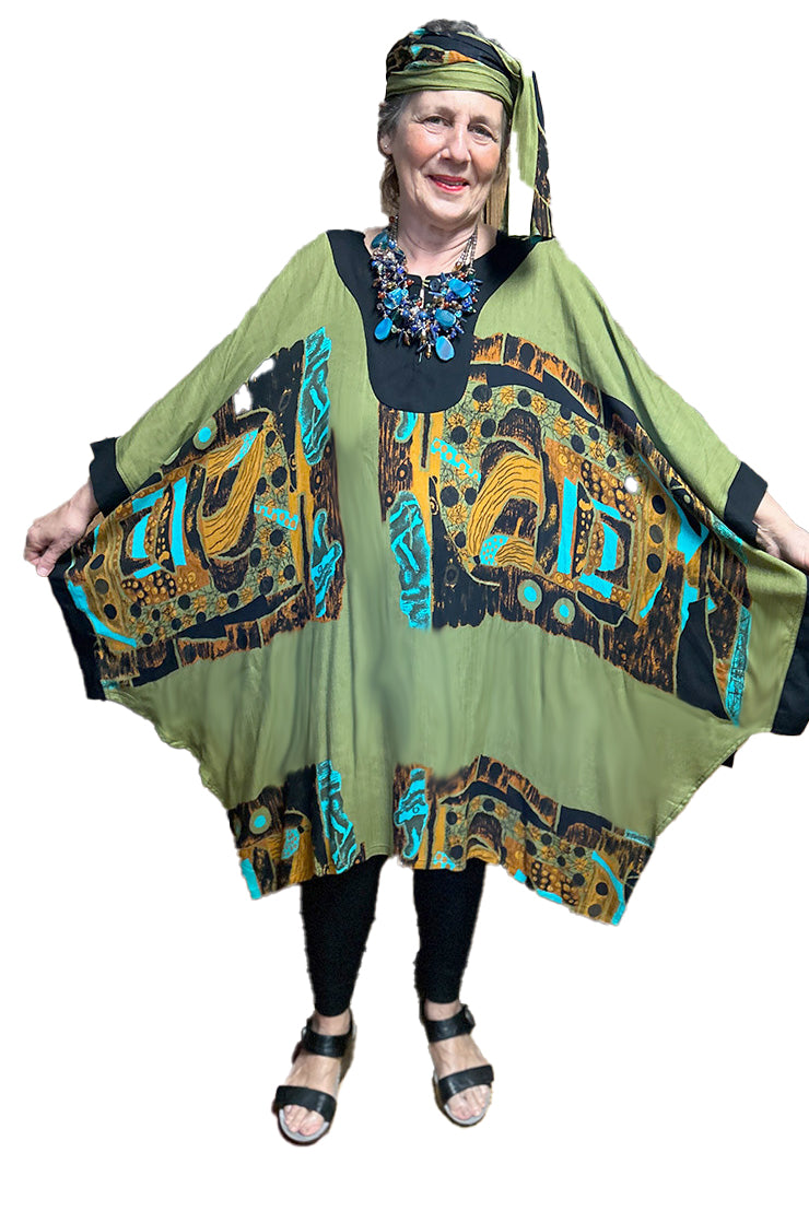 Soul Train Caftan Tunic Top Boho Hippie Chic Resort Wear Sml-5X+