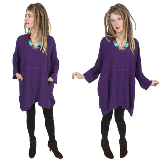 Dark Purple Dairi Fashions Moroccan Cotton Nobi  2-Pocket Top Sml-7x