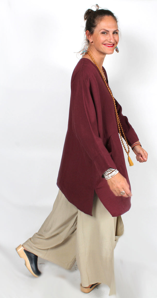 Tienda ho Linen-Cotton Chianti 2-Pocket Top Boho Moroccan Cotton Plus Sml-2x
