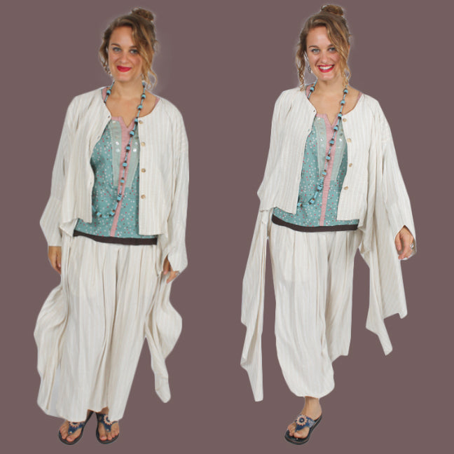 Tienda ho San Remo Linen Stripe Scarf Jacket Sml-6X Plus