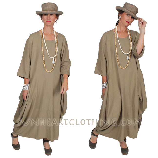 Sunheart Kabuki LINEN Lagenlook Dress Resort Wear Boho Sml-3x
