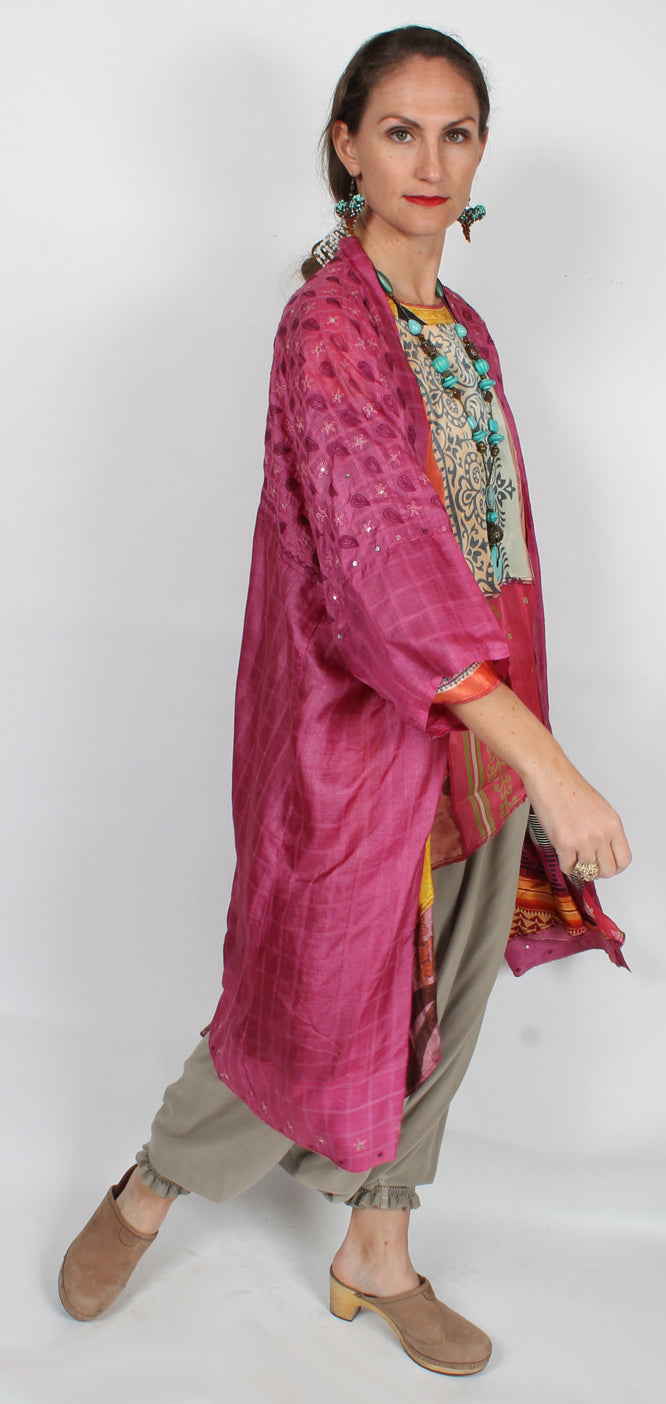 Sunheart  Coat Silk Jacket Embroidered Beaded Sml-6x Plus