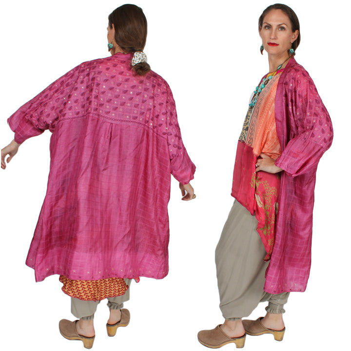 Sunheart  Coat Silk Jacket Embroidered Beaded Sml-6x Plus