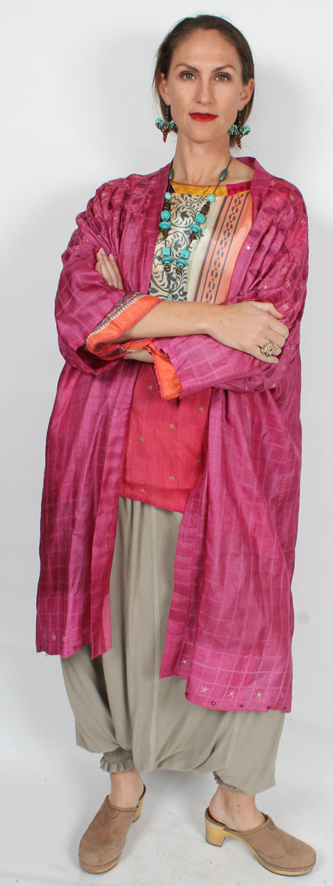 Sunheart  Coat Silk Jacket Embroidered Beaded Sml-6x Plus