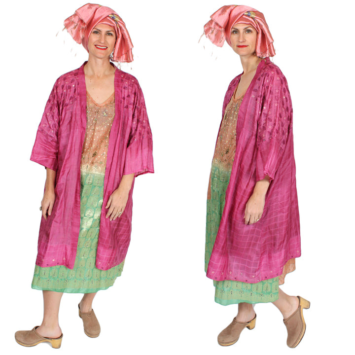 Sunheart  Coat Silk Jacket Embroidered Beaded Sml-6x Plus
