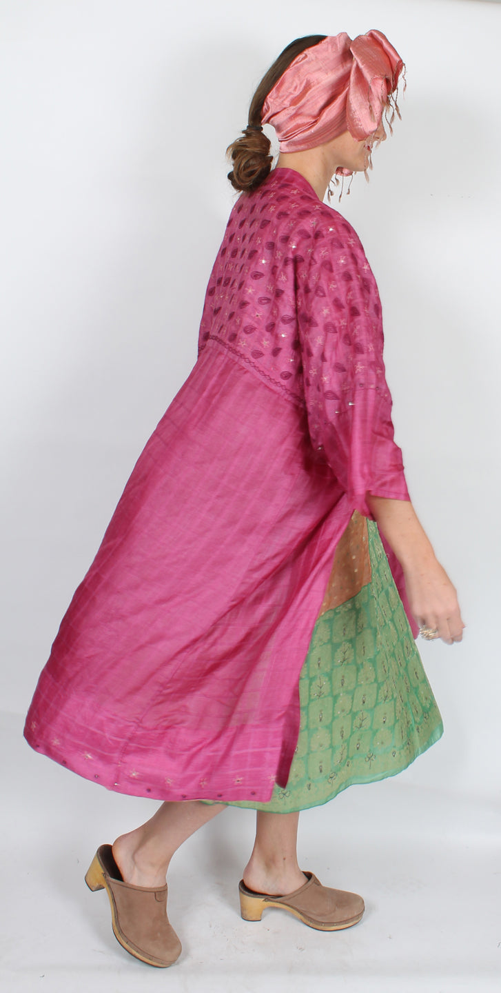 Sunheart  Coat Silk Jacket Embroidered Beaded Sml-6x Plus