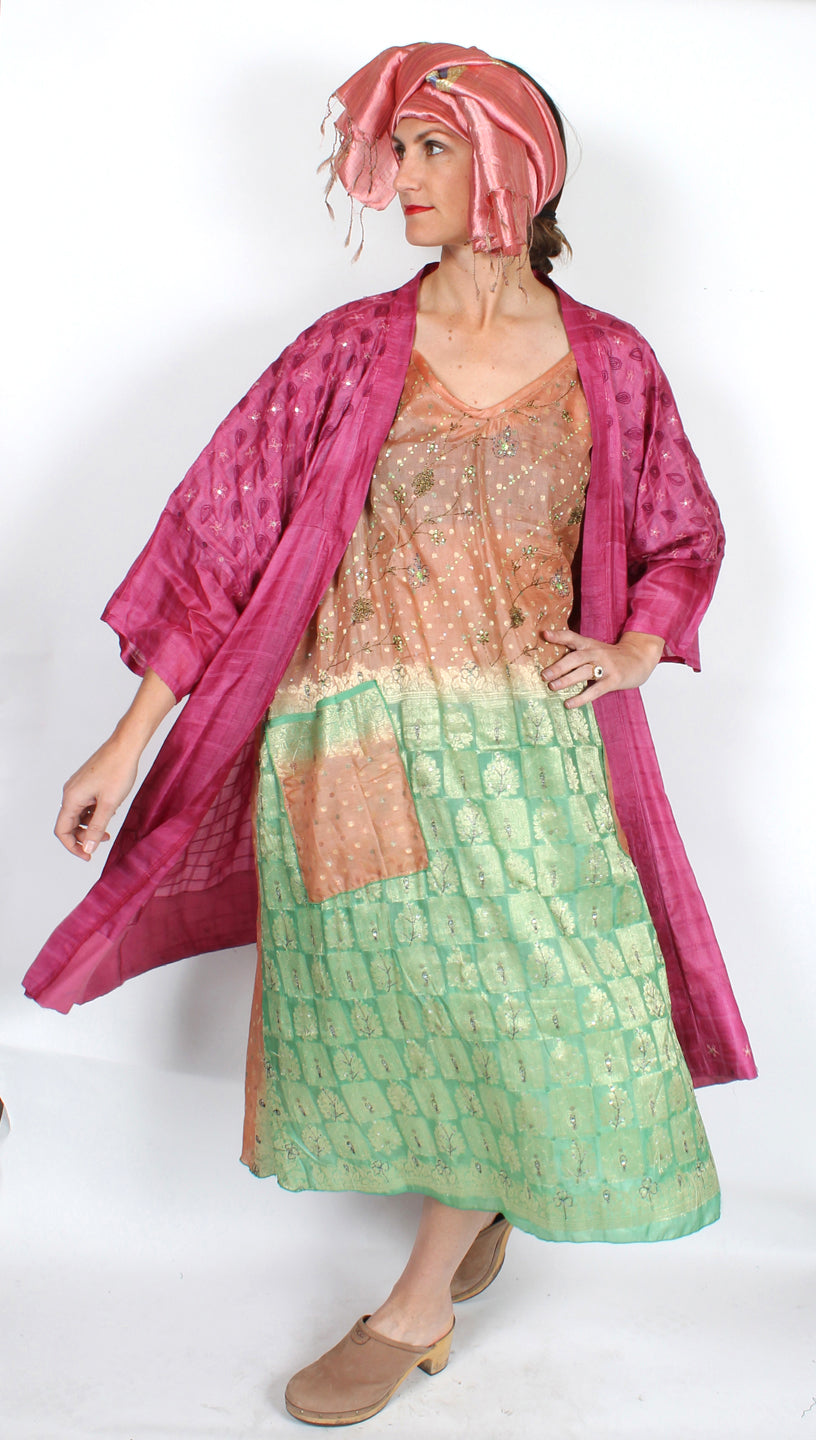 Sunheart  Coat Silk Jacket Embroidered Beaded Sml-6x Plus