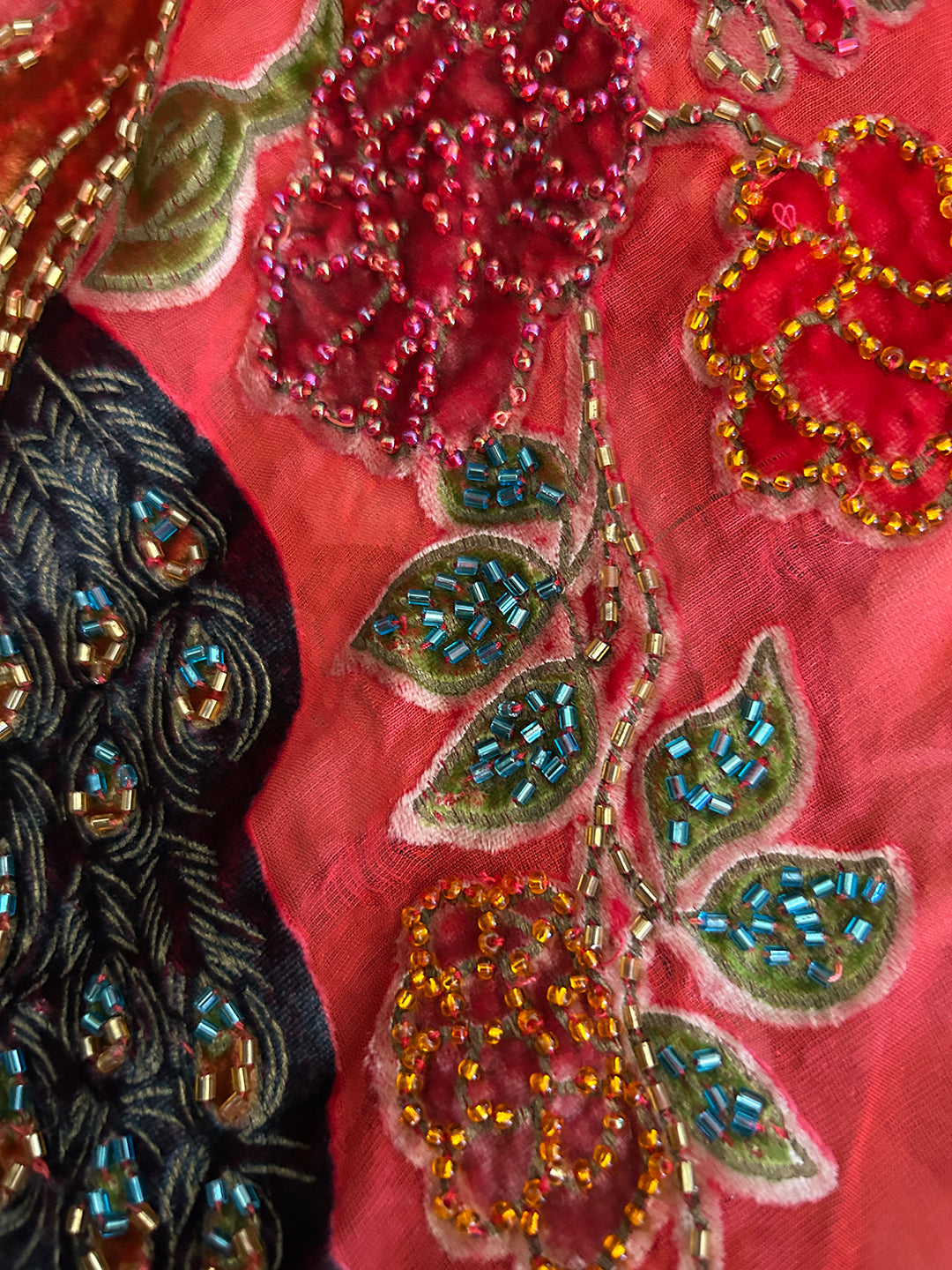 Only 2 Left! Red Large Silk Velvet Peacock Scarf Square 50" x 50"  Gift Altar Home Lifestyle