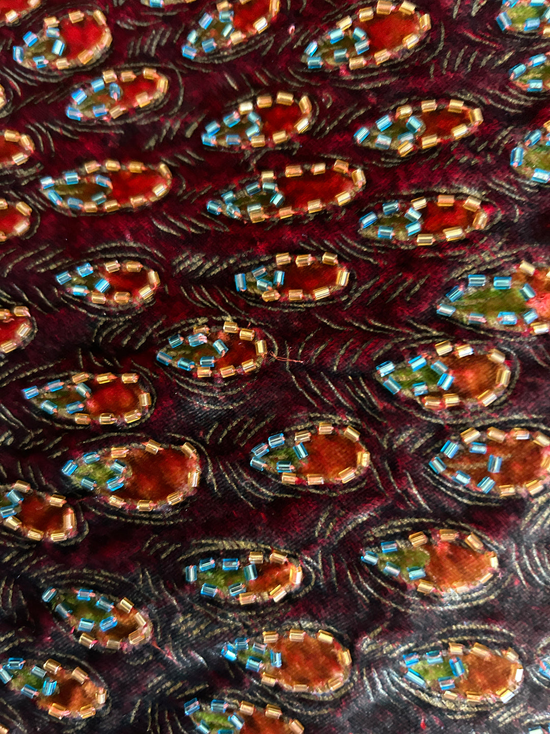 Only 2 Left! Red Large Silk Velvet Peacock Scarf Square 50" x 50"  Gift Altar Home Lifestyle