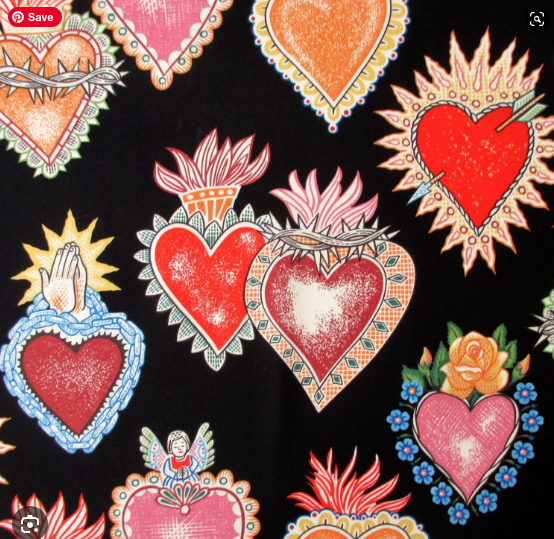 Embroidered Reversible Milagros Hearts Hearts Kantha Blanket
