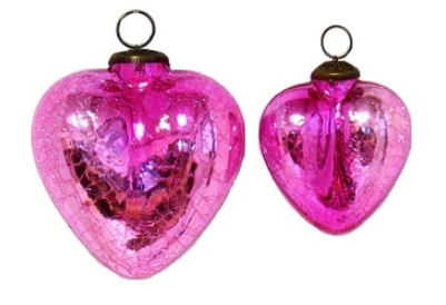 6 Each-3" And 5" Sunheart Craquelure Silver Mercury Heart Holiday Gift Altar Home Lifestyle