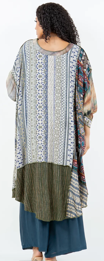 $50 OFF! PartyTime Mosaic hi-low Tunic Top Boho Hippie Chic Resort Wear Sml-10X