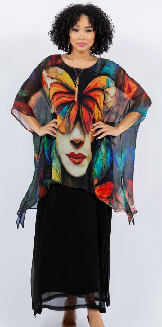 Butterfly Woman Oversize Pacifica Tunic Lagenlook Boho Hippie Chic SML-6X+