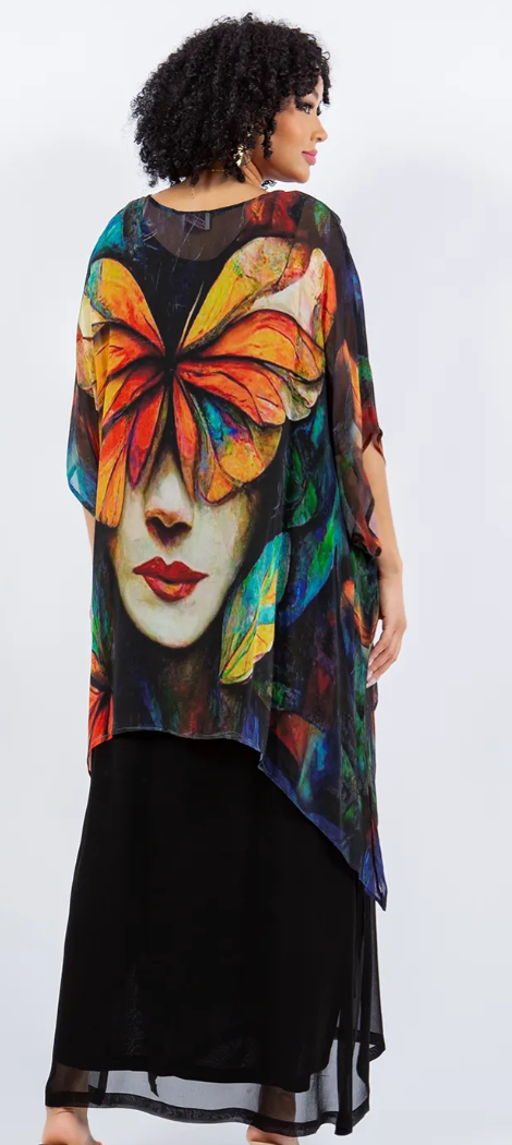 Butterfly Woman Oversize Pacifica Tunic Lagenlook Boho Hippie Chic SML-6X+