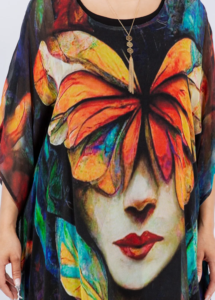Butterfly Woman Oversize Pacifica Tunic Lagenlook Boho Hippie Chic SML-6X+
