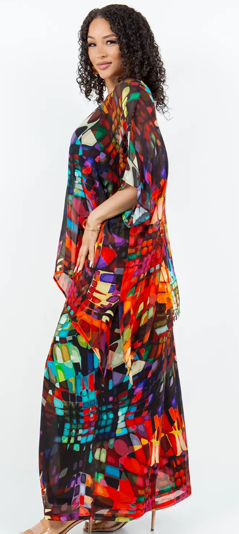 SunHeart Stained Glass Top & Palazzo Pants Set Boho Hippie Chic Resort Wear Sml-2X+