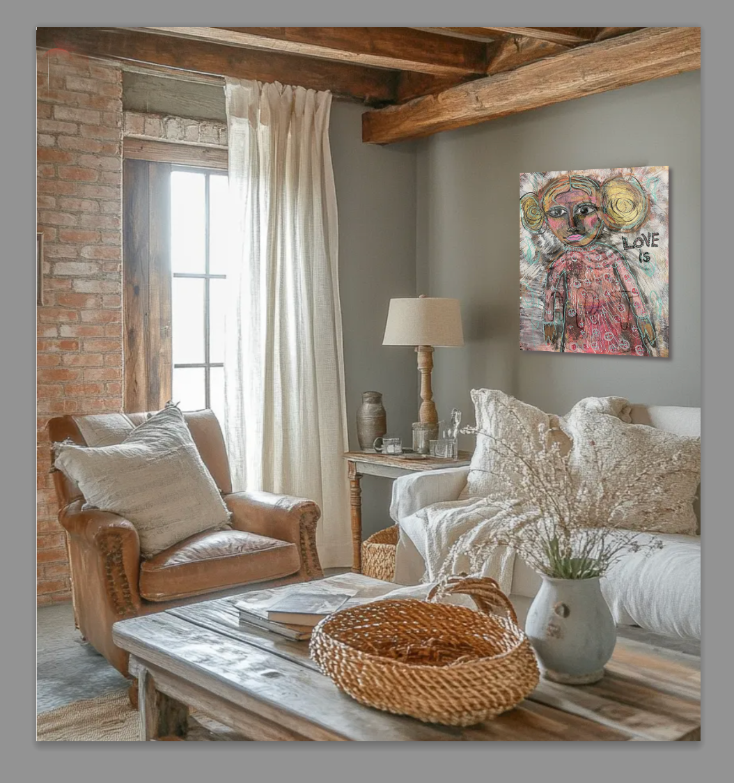 11"x14" Love Is Original Painting Folk Art Outsider ARt Spiritual empowerment