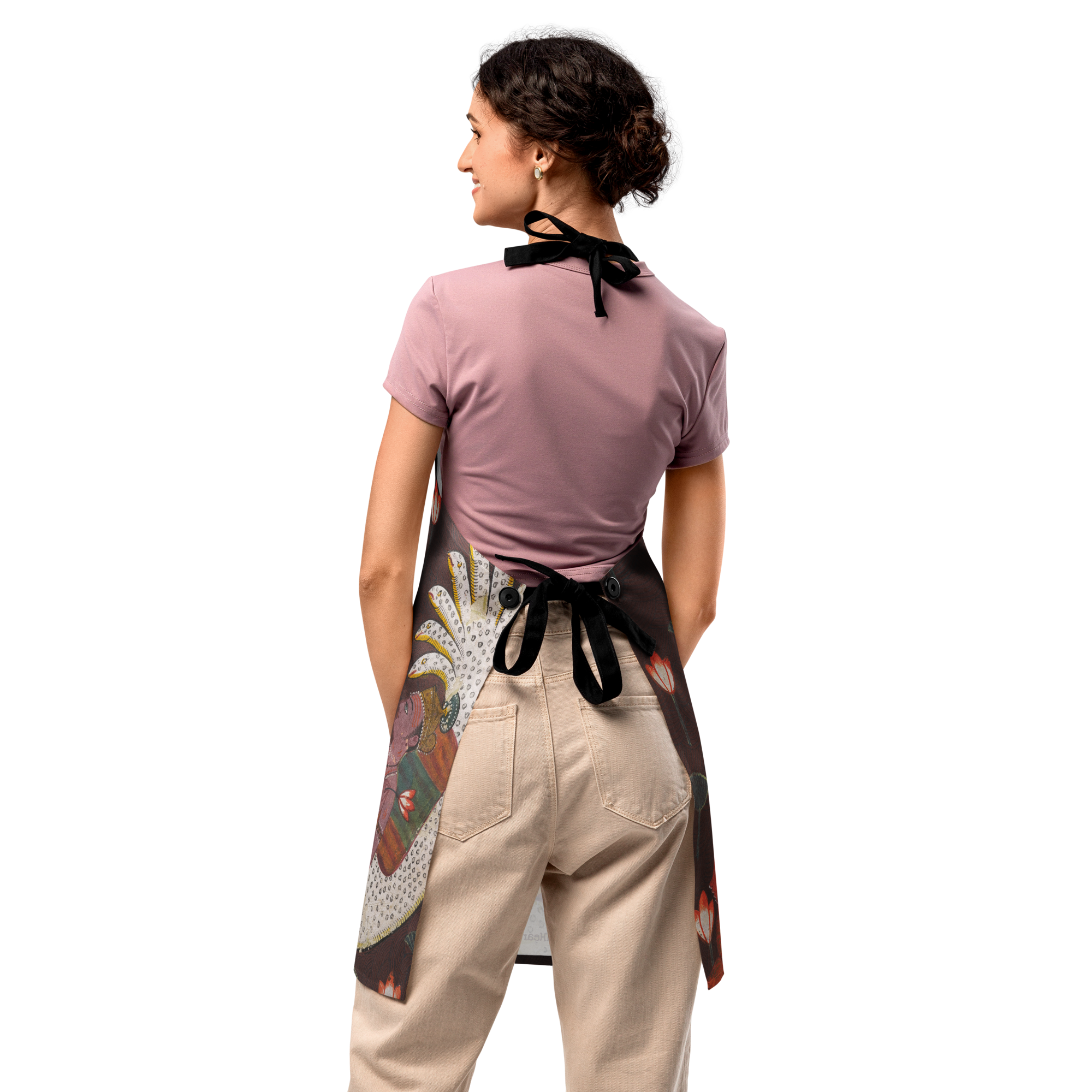 Invoke the Gods Brahma Apron – Vintage Hindu God Art | Mystical Kitchen Gift for Boho Cooks, Spiritual Chef Apron, India Inspired Design