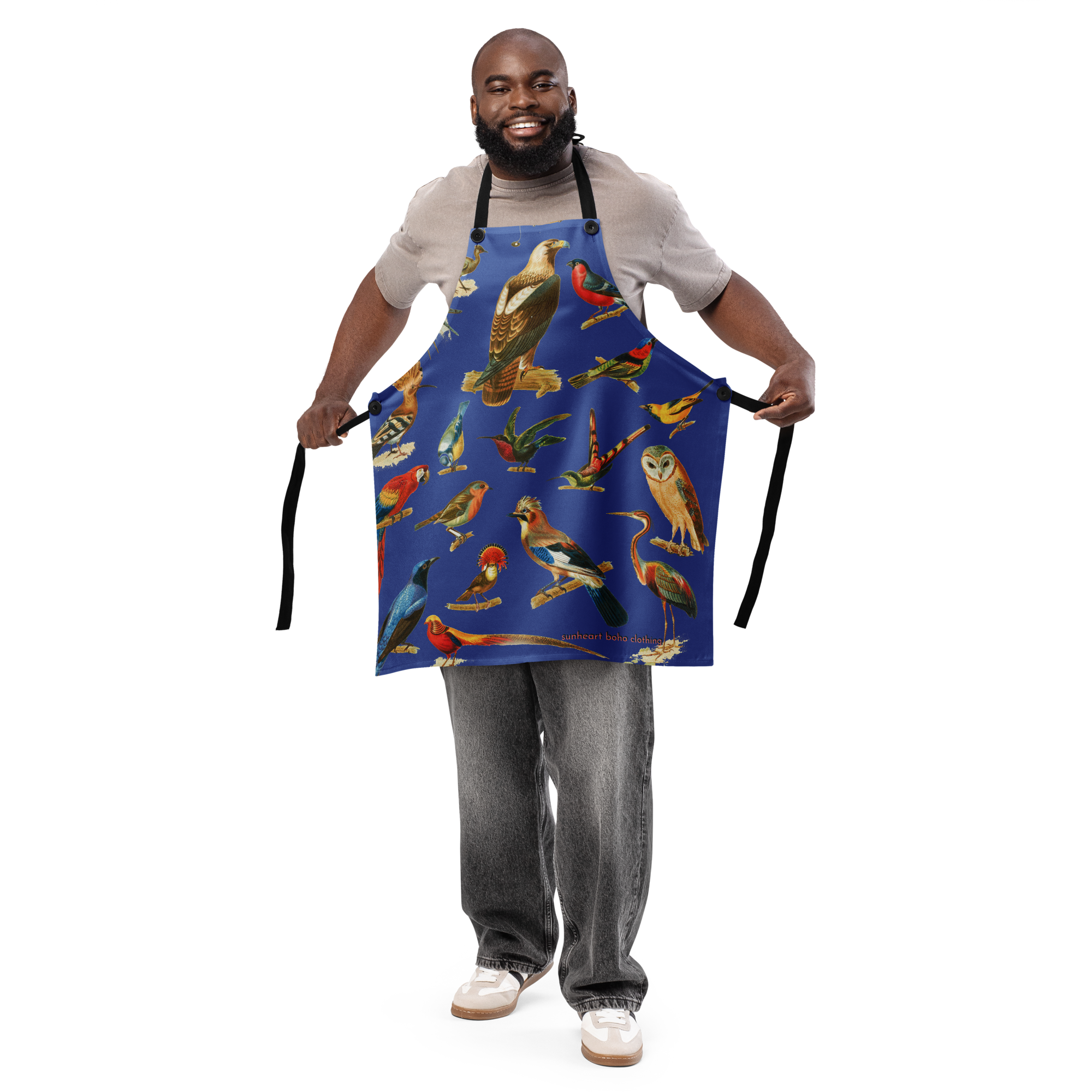 Birds of a Feather Apron – Blue Chef Apron for Foodies, Artists & Birdwatchers