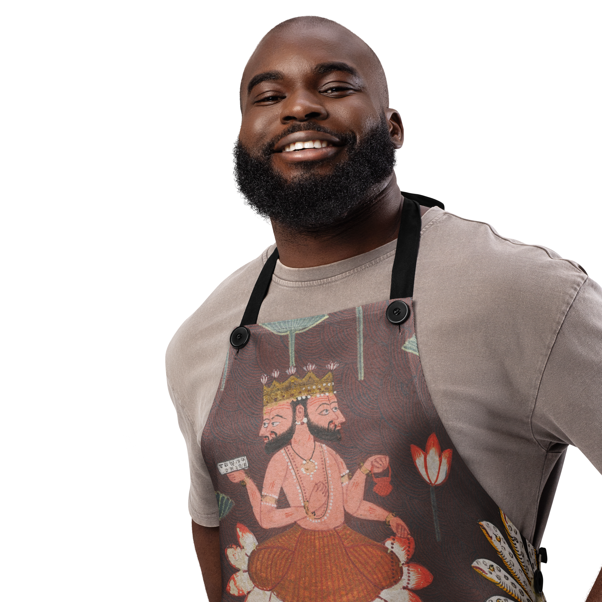 Invoke the Gods Brahma Apron – Vintage Hindu God Art | Mystical Kitchen Gift for Boho Cooks, Spiritual Chef Apron, India Inspired Design