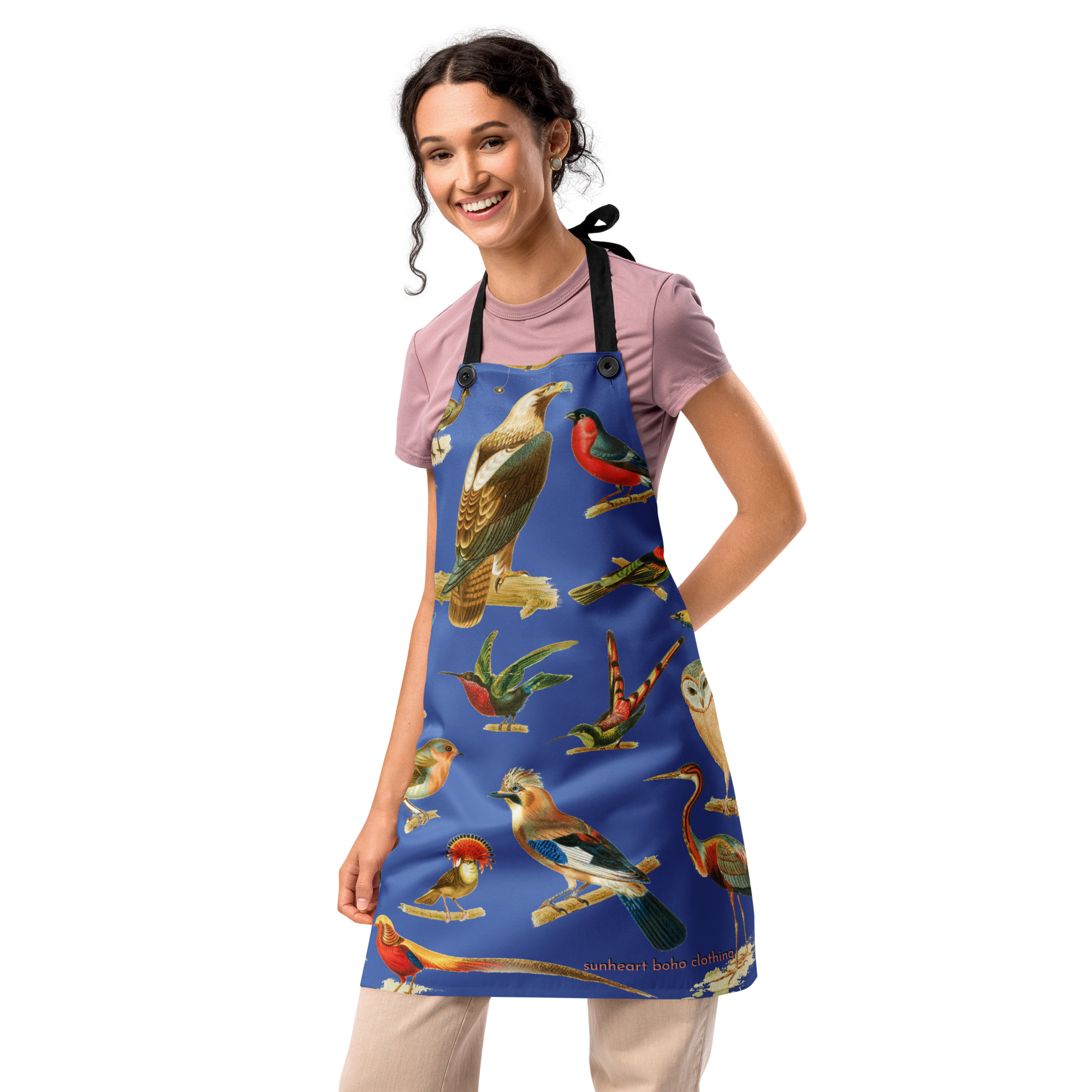 Birds of a Feather Apron – Blue Chef Apron for Foodies, Artists & Birdwatchers