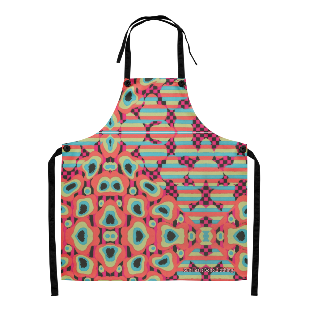 🧿 60's Were Good to Me Retro Bloom Apron – Festival Kitchen Pop Art by SunHeart