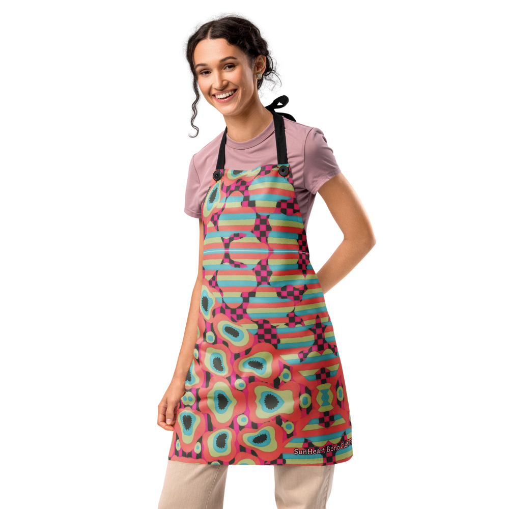 🧿 60's Were Good to Me Retro Bloom Apron – Festival Kitchen Pop Art by SunHeart