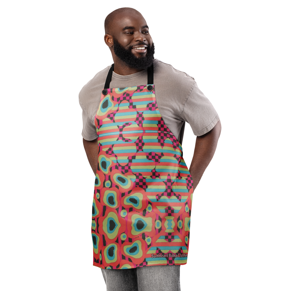 🧿 60's Were Good to Me Retro Bloom Apron – Festival Kitchen Pop Art by SunHeart