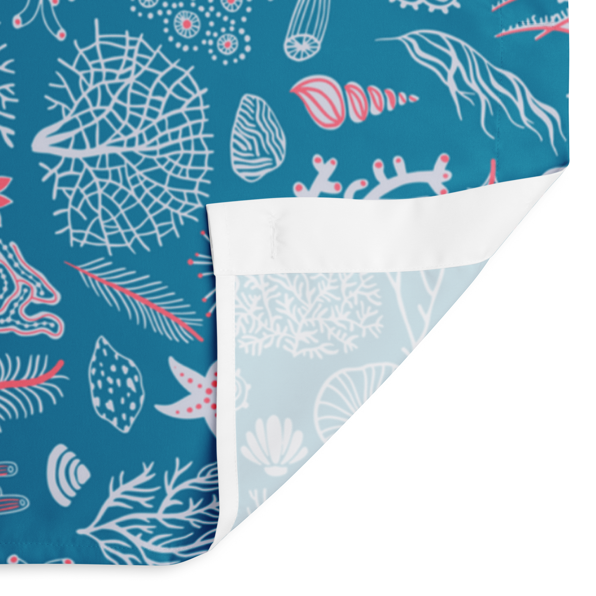 Blue Coral Reef Dreams Shower Curtain – Coastal Boho Ocean Bathroom & Spa Decor