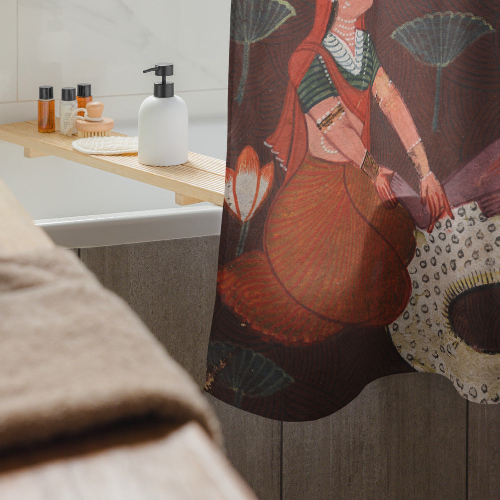 Hindu Deity Art Shower Curtain – Spiritual Boho Bathroom Decor Goddess Vibes