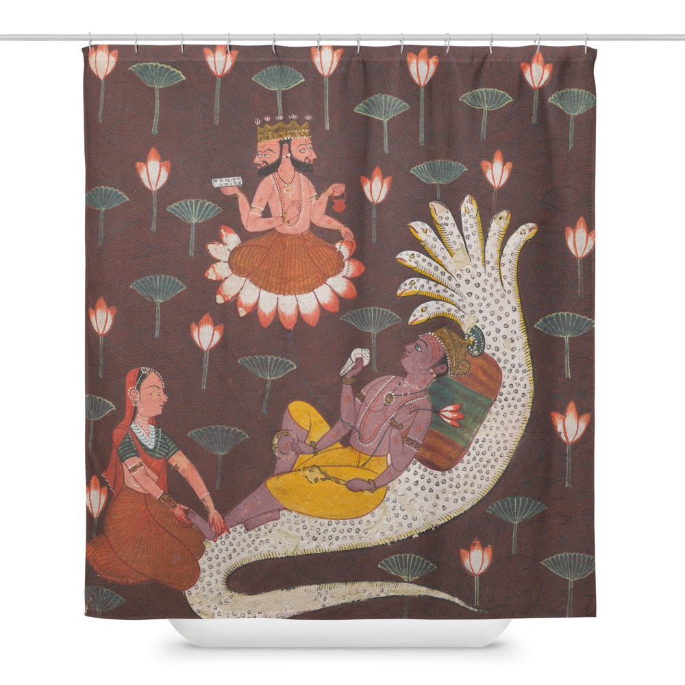 Hindu Deity Art Shower Curtain – Spiritual Boho Bathroom Decor Goddess Vibes