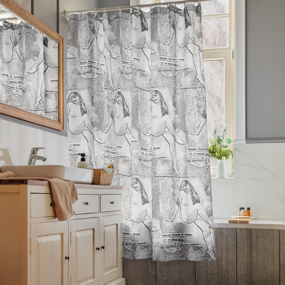 Wise Up Gal Nude Art Shower Curtain Bold Feminist Bathroom Decor Vintage Illustration Statement Piece for Empowerment and Humor