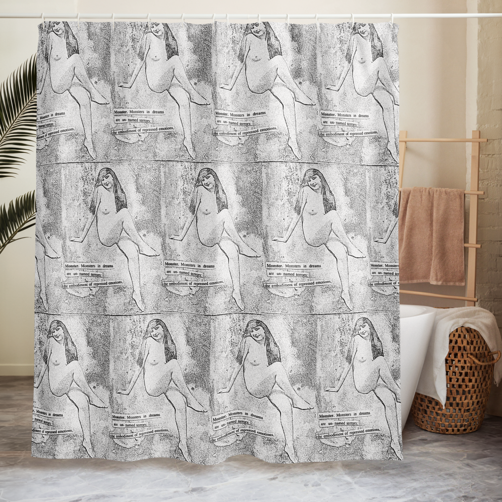 Wise Up Gal Nude Art Shower Curtain Bold Feminist Bathroom Decor Vintage Illustration Statement Piece for Empowerment and Humor