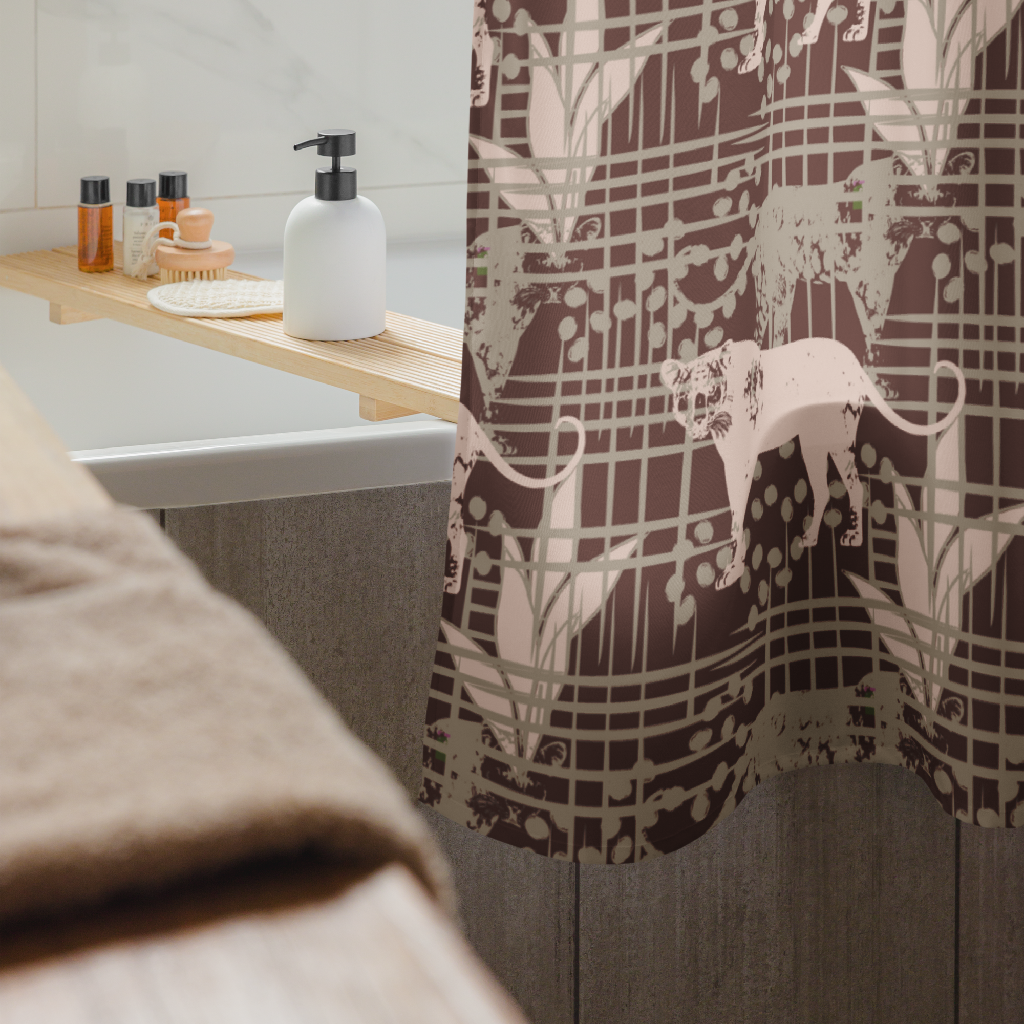 Wildcat Garden Leopard Shower Curtain Spa it UP! Unisex