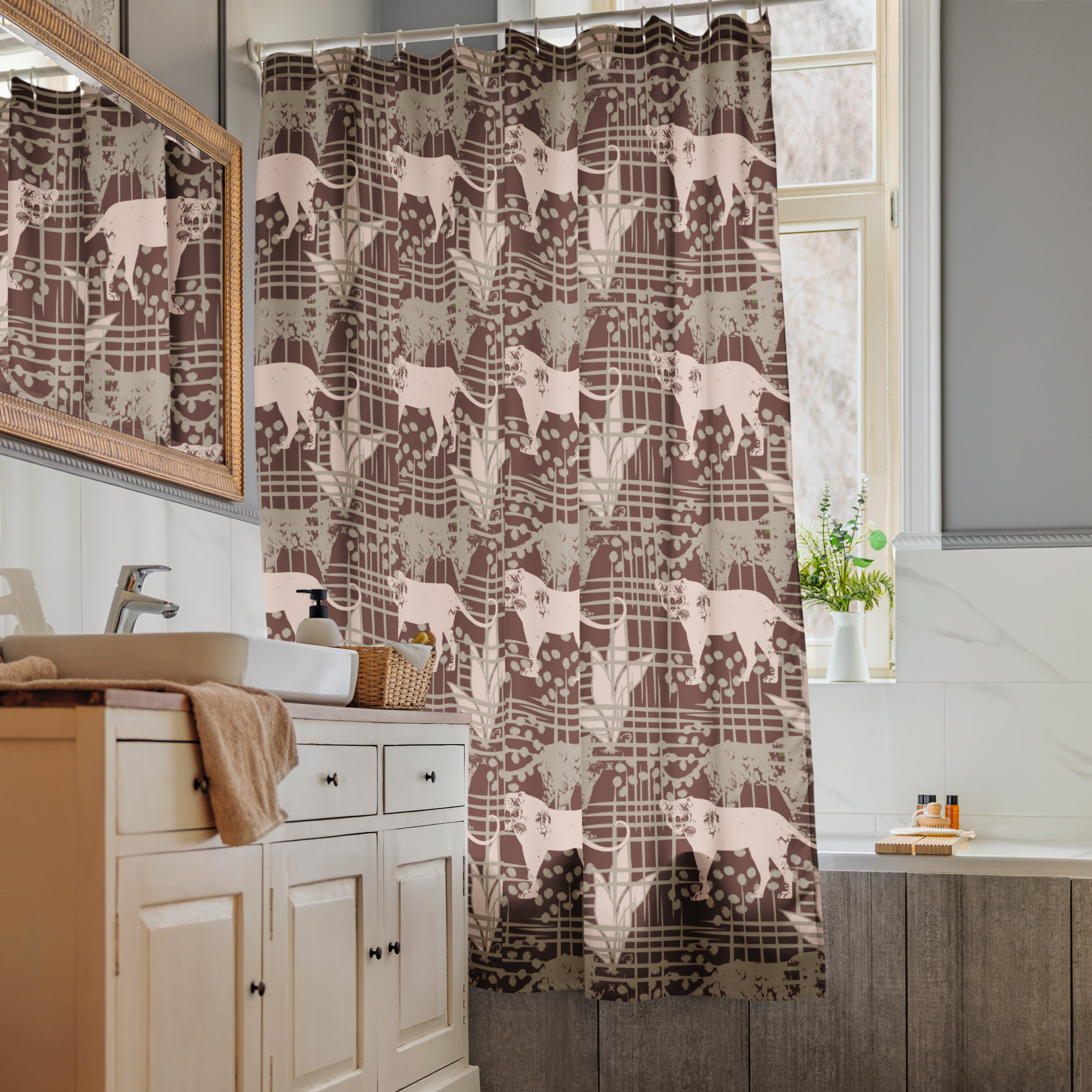 Wildcat Garden Leopard Shower Curtain Spa it UP! Unisex