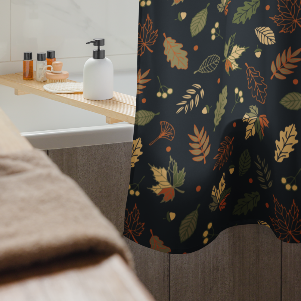 Deep Woods Leaf Shower Curtain – Boho Autumn Forest Bathroom Decor Spa