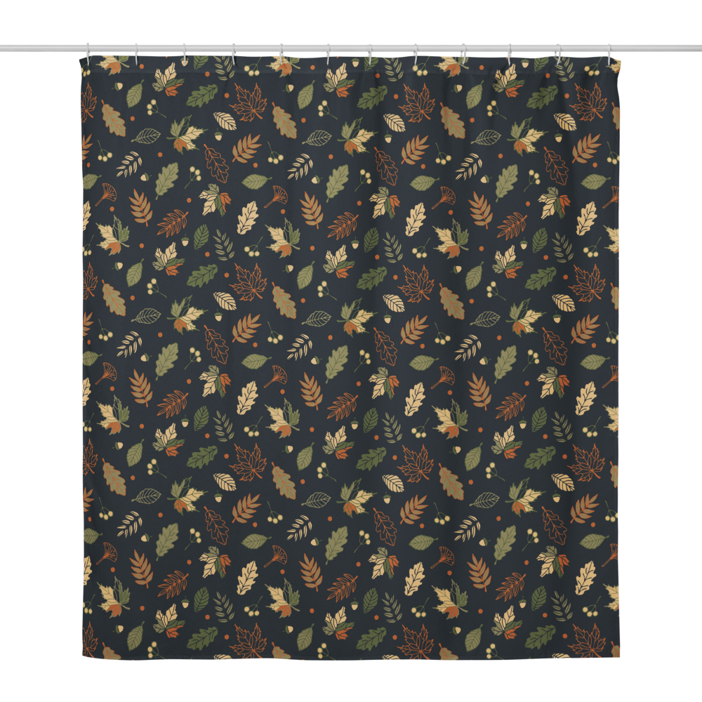 Deep Woods Leaf Shower Curtain – Boho Autumn Forest Bathroom Decor Spa