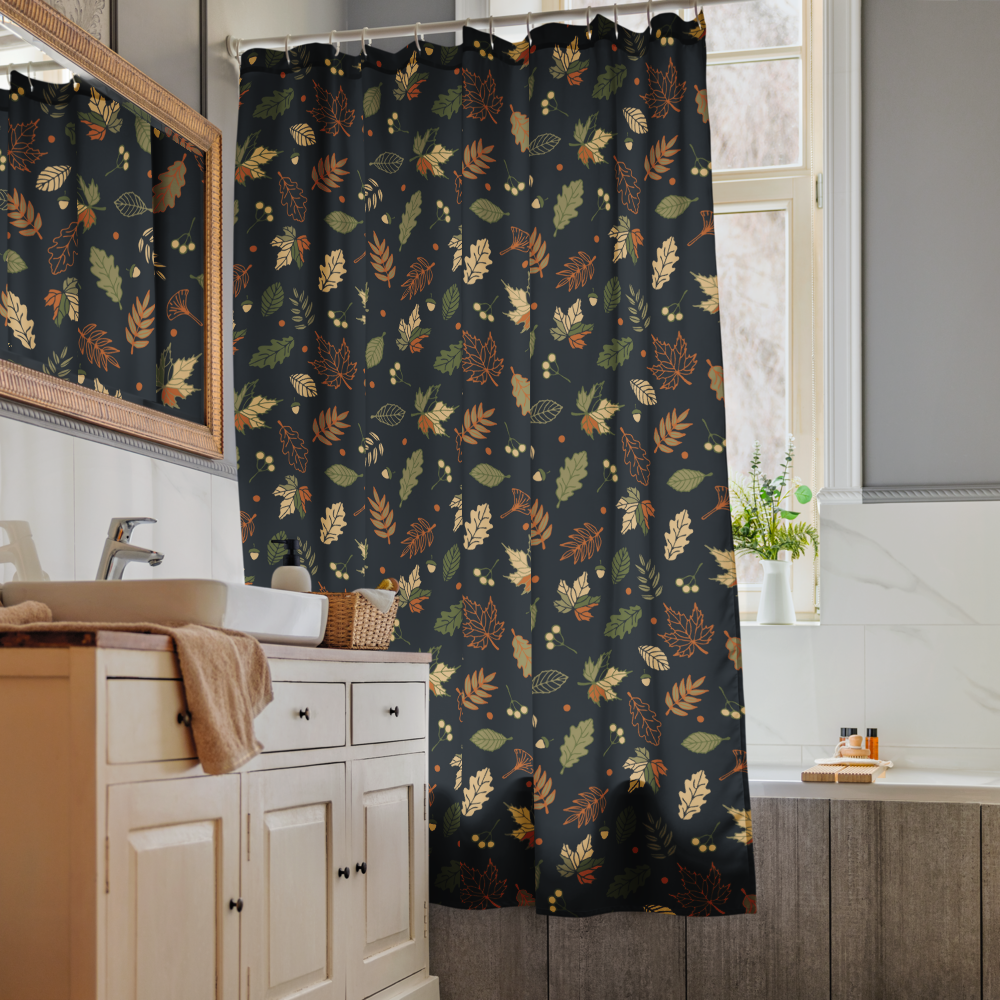 Deep Woods Leaf Shower Curtain – Boho Autumn Forest Bathroom Decor Spa