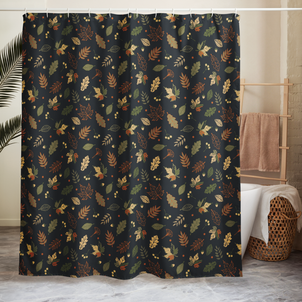 Deep Woods Leaf Shower Curtain – Boho Autumn Forest Bathroom Decor Spa