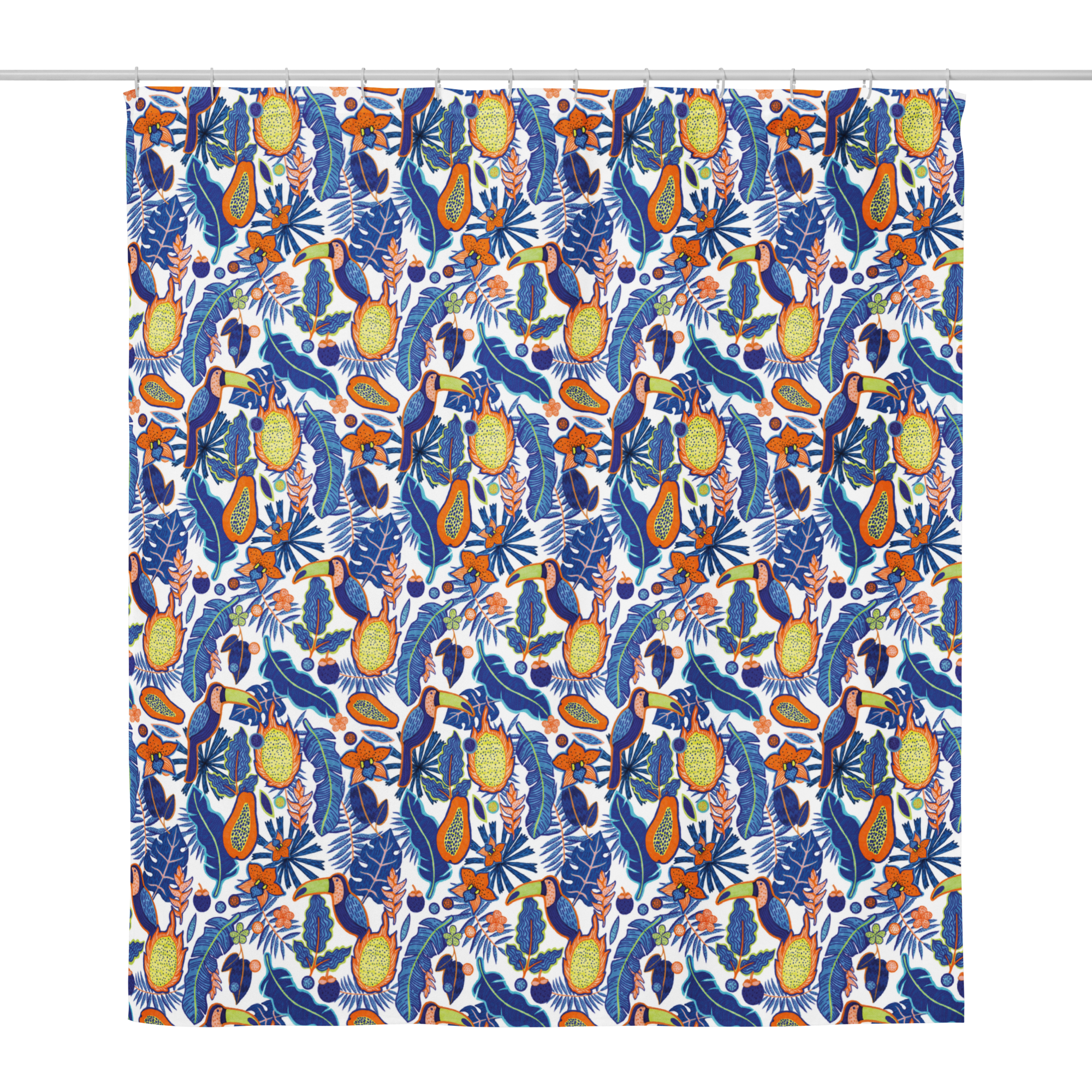 Tropical Toucan Paradise Shower Curtain – Vibrant Jungle Bathroom & Spa Decor