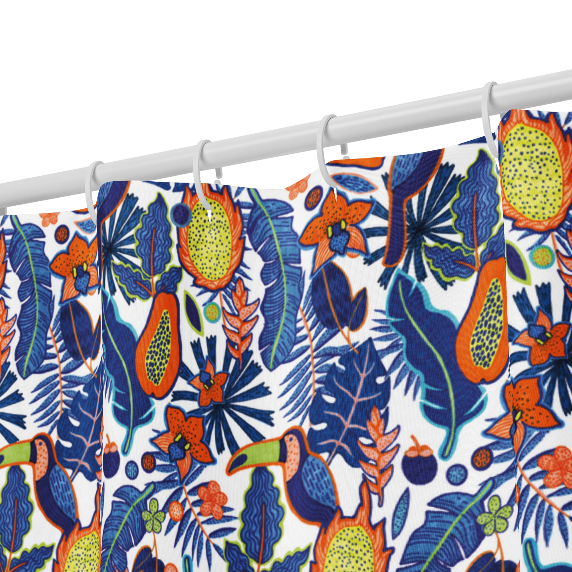 Tropical Toucan Paradise Shower Curtain – Vibrant Jungle Bathroom & Spa Decor