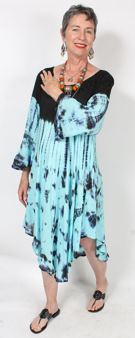 Sunheart Batik long-sleeve Summer Dress Boho Hippie Chic Resort Wear Sml-4x+