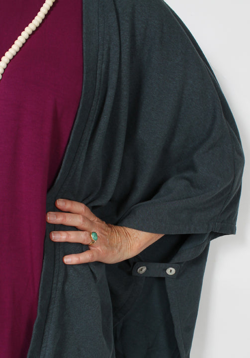 Kleen Button Ruana Jacket Coat  Boho Hippie Chic Sml-8x