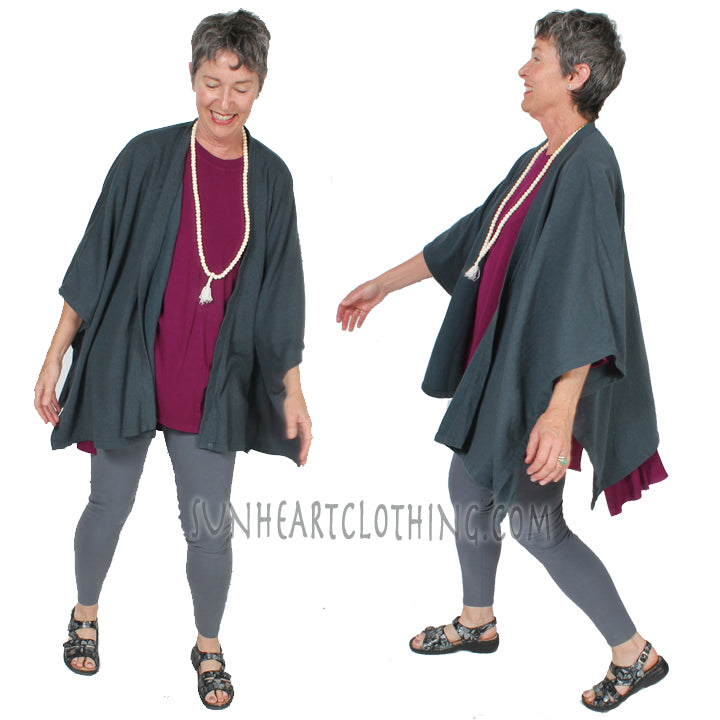 Kleen Button Ruana Jacket Coat  Boho Hippie Chic Sml-8x