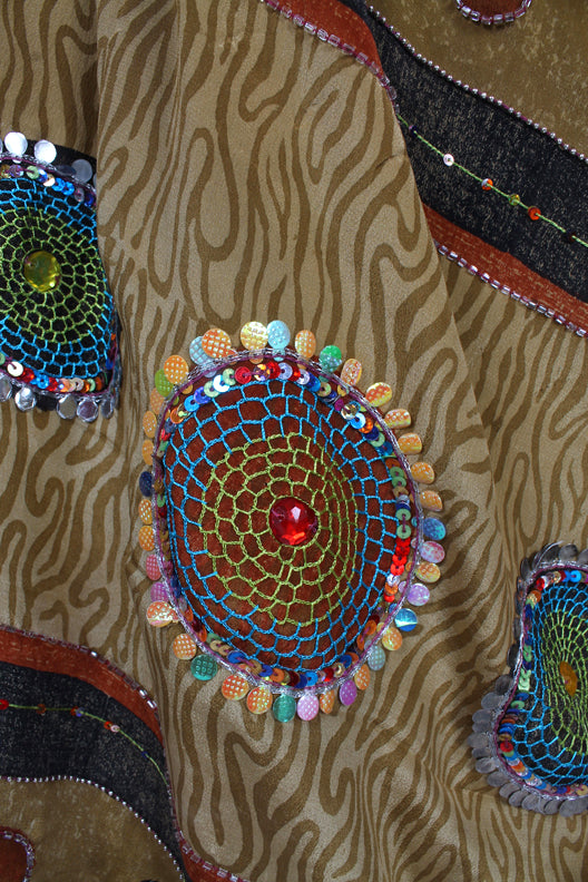 Sunheart Ruana Jacket Vintage Silk embroidered beaded Sml-9x Plus